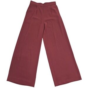 Madewell Wide Leg High Rise Pleated Red Women M Elastic Back Trouser Dress Pants